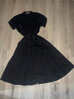 ZARA Black Belted Midi Dress Size XXL